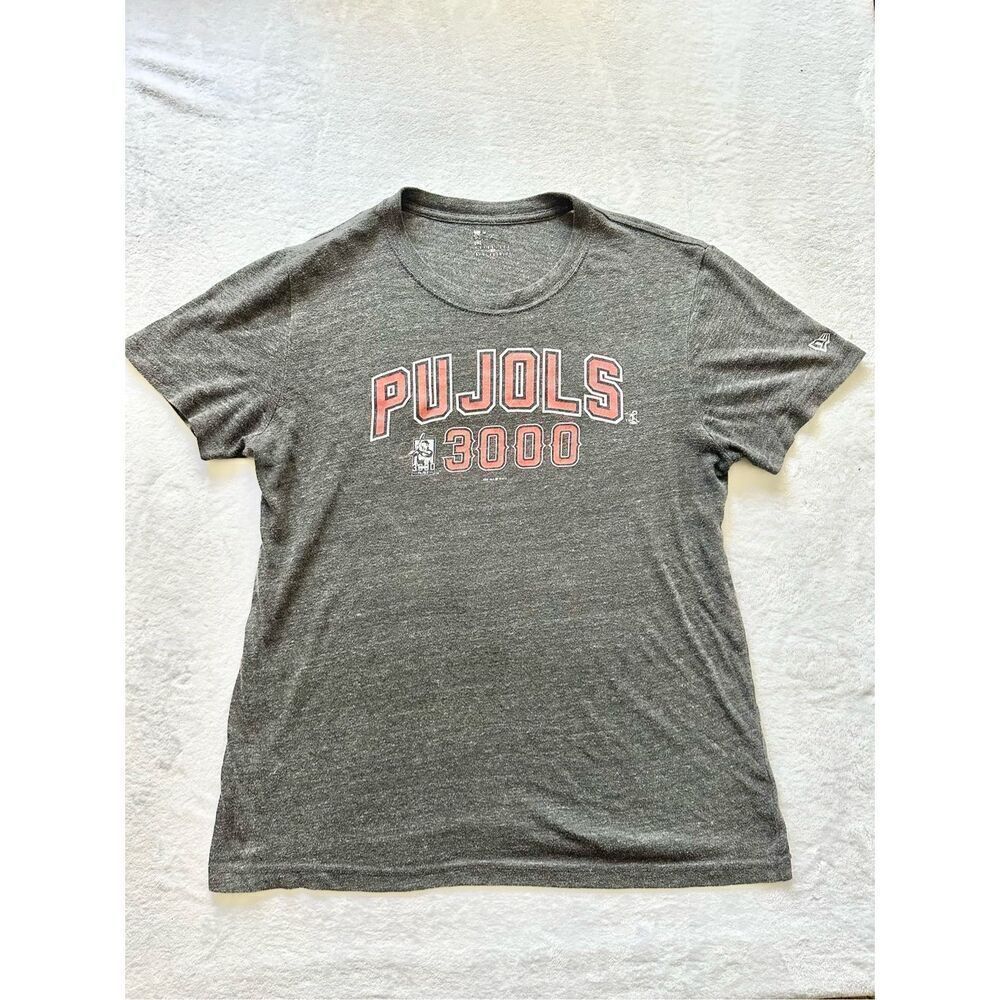 Pujols 3000 grey and red angels t shirt size L